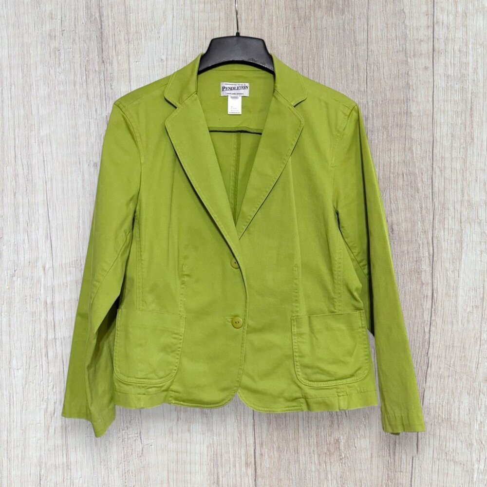 Pendleton Cotton Stretch Blazer Preppy Classic Tailored Lime Green Jacket L/XL